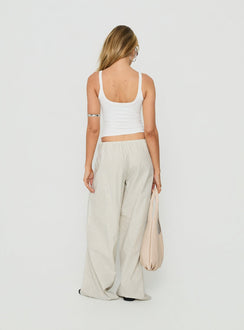 Discover the Lunea Concealed Waistband Pants Pinstripe womens regular pants with mid-rise back view of model wearing Princess Polly