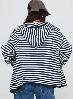 back view of model wearing Princess Polly Brienna Zip Jacket Navy Long 