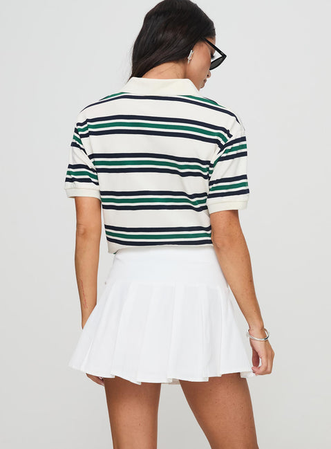 back view of model wearing Princess Polly Cartwright Mini Skirt White Mini Skirts 