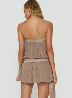 We Belong Together Strapless Blouson Mini Dress Mushroom Tall