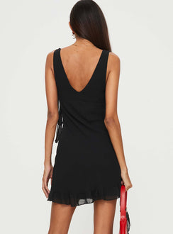 product Princess Polly Asymmetric Neckline  Varney Frill Mini Dress Black