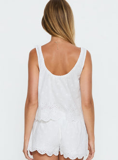 Love of Mine Scoop Anglaise Sleep Cami Top White