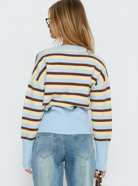 back view of model wearing Princess Polly Rhitta Button Down Cardigan Multi Stripe 