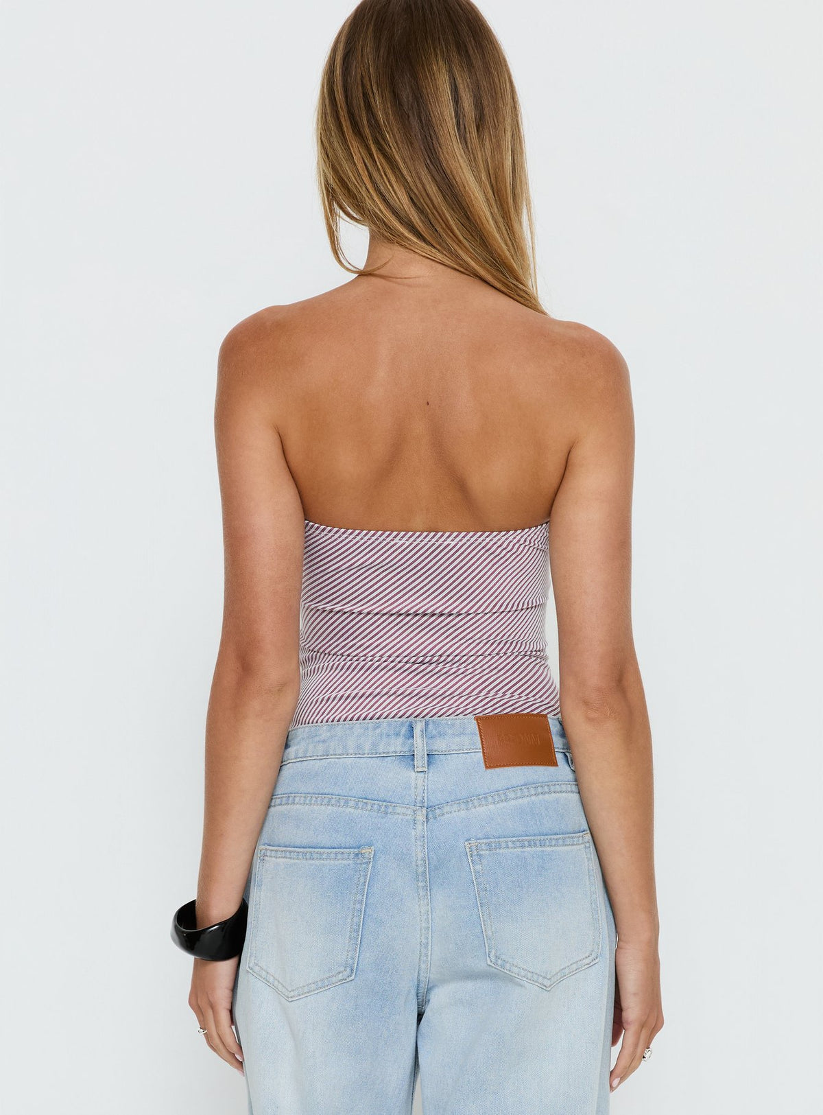 back view of model wearing Princess Polly Sunbathing Hardware Detail Bodysuit Pink Sleeveless 