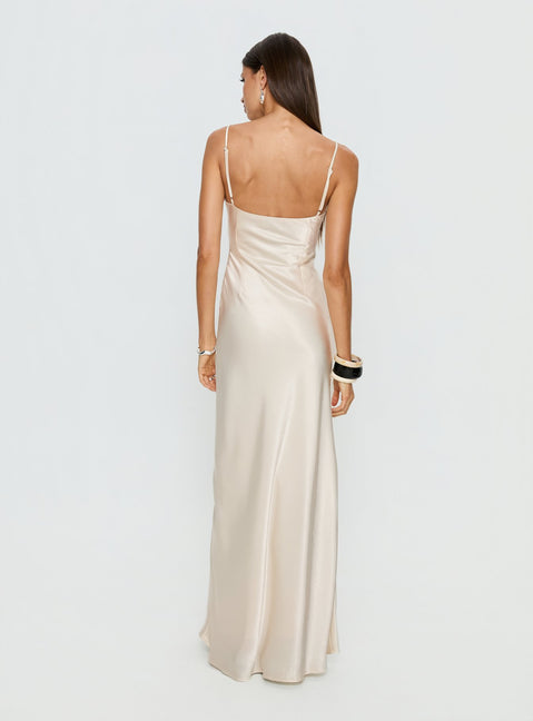 Miracles Scoop Satin Maxi Dress Champagne