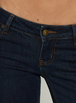 Naketa Ultra Low Rise Bootleg Jeans Raw Denim