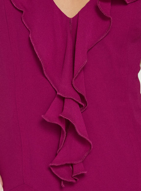 Hey Blondie Ruffle Halter Mini Dress Plum
