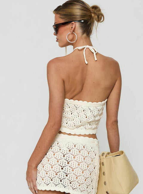 Harrietah Arrowneck Crochet Top White