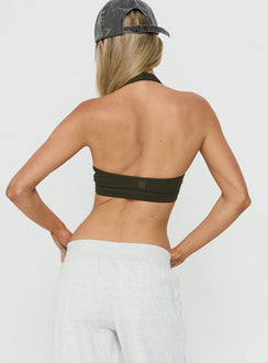 Lock In Active Halter Crop Top Olive