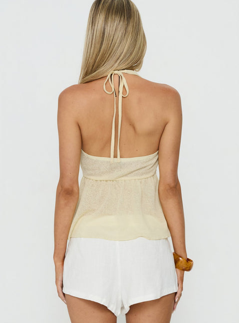 Billboards Floaty Halter Top Yellow