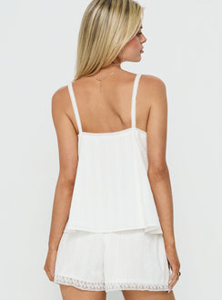 Safire Lace Trim Frill Babydoll Top Off White