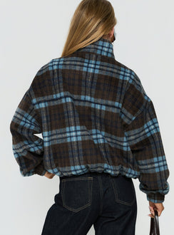 Ellissa Bomber Jacket Blue Check