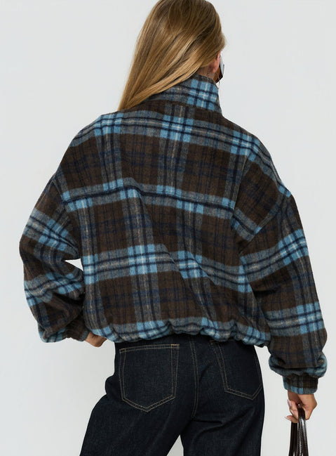 Ellissa Bomber Jacket Blue Check