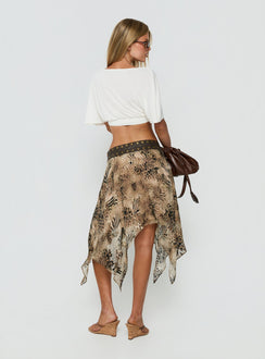 Dark Mirage Asymmetrical Midi Skirt Leopard