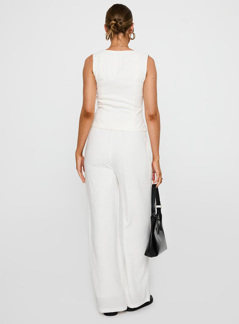 back view of model wearing Princess Polly Parklea Pants White Tall 