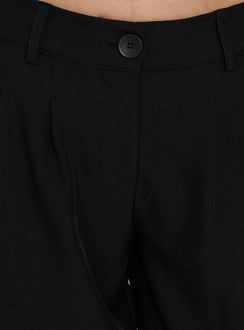 Shop the Archer Mid Rise Baggy Pants Black in womens-regular-pants featuring pleated waist details Princess Polly