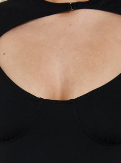 View Giallo Solid Bodysuit Black in womens bodysuit with short sleeves detail Princess Polly