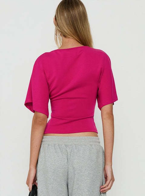 Arazia Cinched Short Sleeve Top Berry