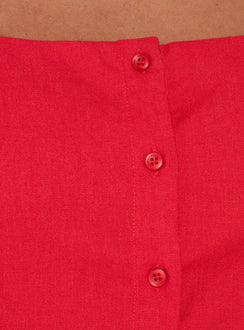 Tassia Square Neck Button Front Mini Dress Red