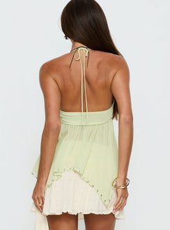 Wistie Asymmetrical Beaded Top Green