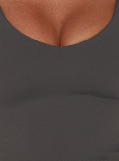 Daily Define V Neck Tank Top Charcoal