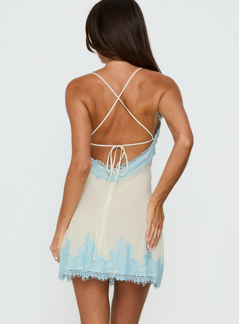 Call My Lover Lace Slip Mini Dress Lemon / Blue Tall