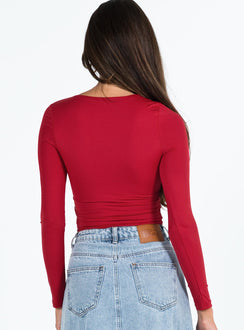 product Princess Polly Full Sleeves Asymmetric Neckline  Back In Time Long Sleeve Top Red