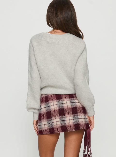 back view of model wearing Princess Polly Charmers Mini Skirt Red Check Mini Skirts Skirts 