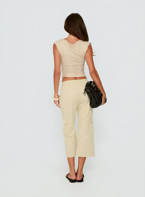 Indee Cropped Cargo Pants Beige Petite