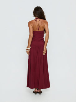 Marguerite Halter Maxi Dress Ruby Wine Tall