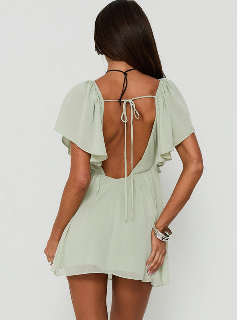 Sun Spirit Plunge Flowy Playsuit Sage
