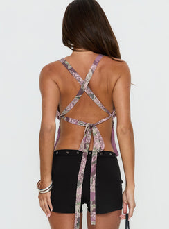 Eboni Multi Wear Cowl Neck Top Purple Multi