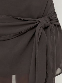 Sadiana Strapless Drape Mini Dress Slate Grey