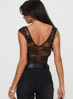 back view of model wearing Princess Polly Tantalize Bodysuit Black Tall Sleeveless 