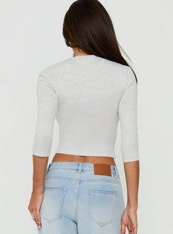 Georgiette 3/4 Sleeve Wrap Top Grey