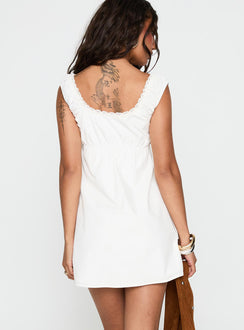 back view of model wearing Princess Polly Gentle Love Mini Dress White Scoop Neck 