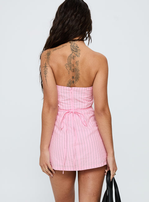 Yumiko Strapless Romper Pink