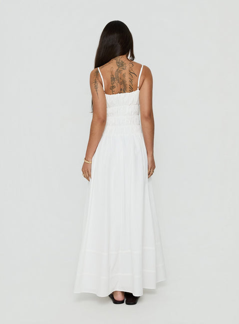 Loralei Shirred Maxi Dress White