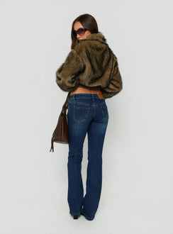 Naketa Ultra Low Rise Bootleg Jeans Mid Blue Wash