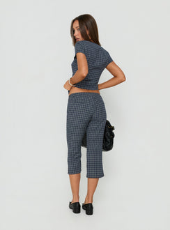 Mayvie Capri Pants Navy Check