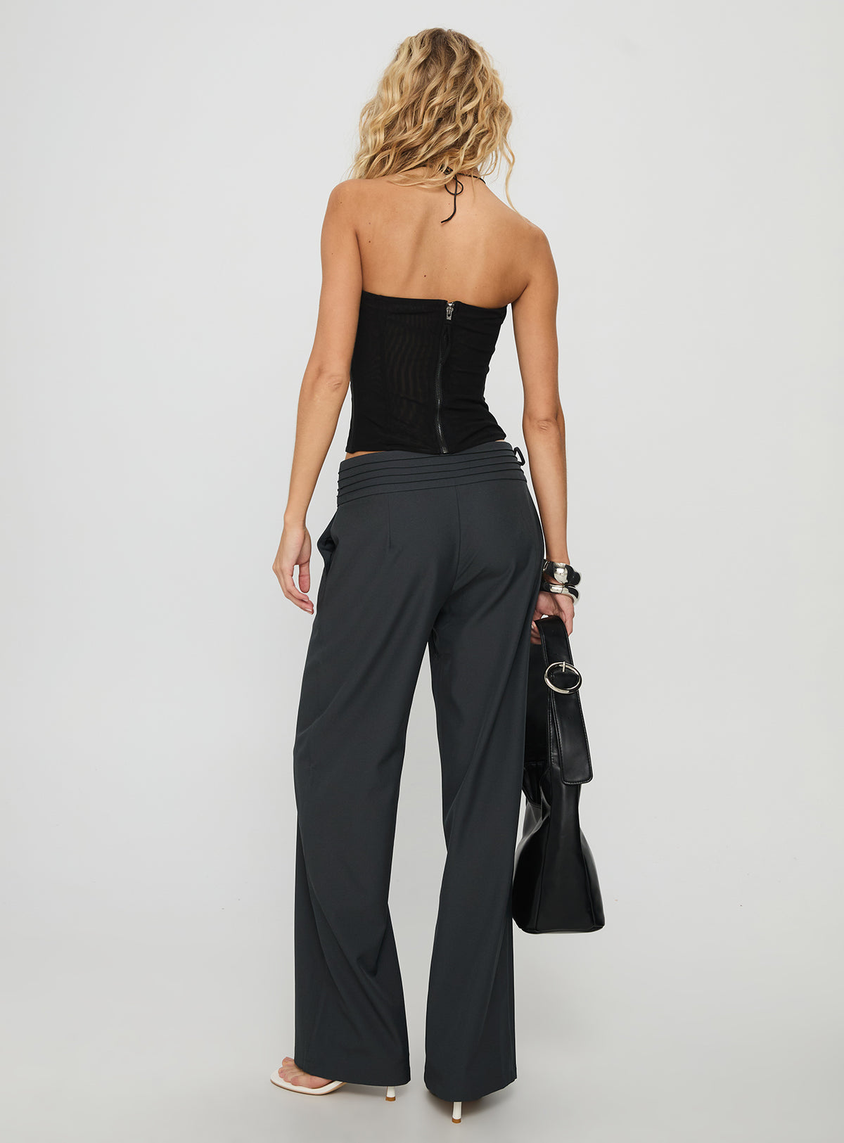 Good Riddance Pleat Tie Slouch Pants Charcoal Tall