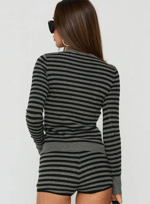 Lauraine Cardigan Grey / Black Stripe