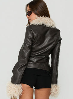 West Coaster Faux Leather Fitted Jacket Black
