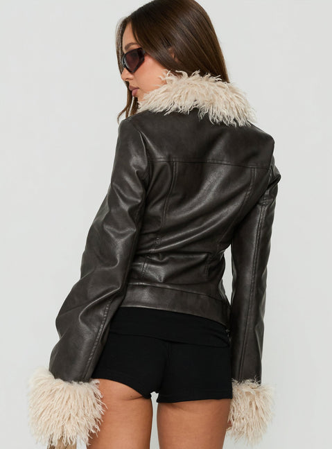 West Coaster Faux Leather Fitted Jacket Black