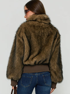 Luxia Faux Fur Funnel Neck Jacket Multi
