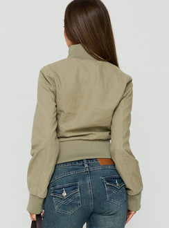 Marykate Funnel Neck Fitted Jacket Khaki