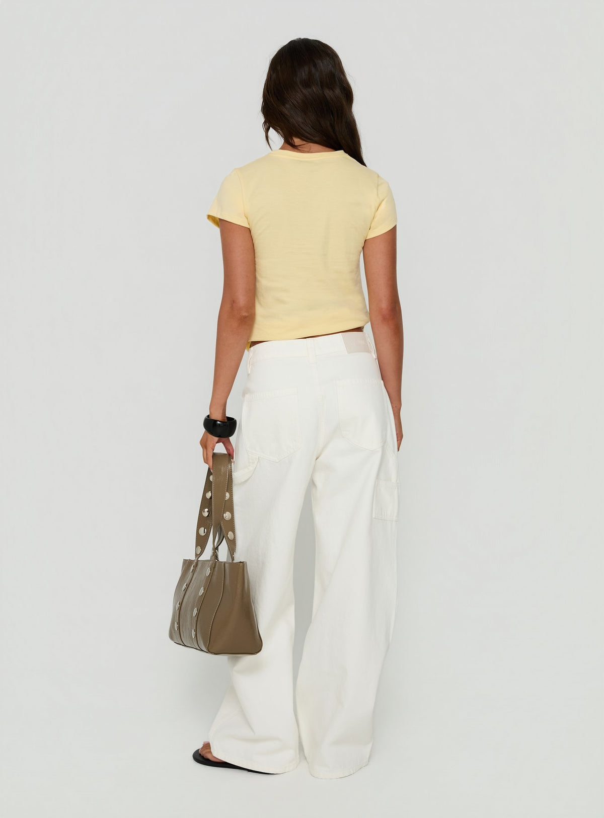 Mistree Mid Rise Baggy Cargo Jeans White