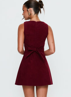 Alfalfa Corduroy Mini Dress Cherry