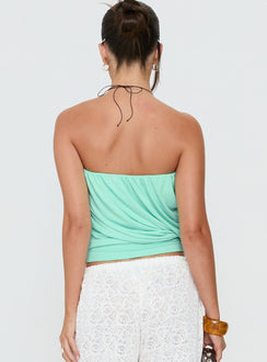 Taleisa Gathered Drape Strapless Top Aqua