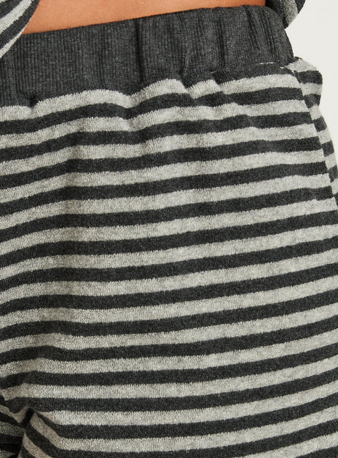 Selvina Terry Towelling Shorts Grey Stripe